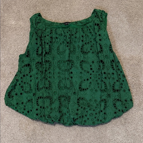 Ann Taylor Emerald Green Eyelet Blouse - Picture 1 of 6